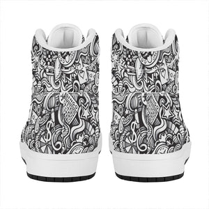 Cartoon Casino Card Pattern Print High Top Leather Sneakers