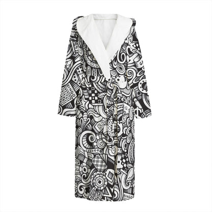 Cartoon Casino Card Pattern Print Hooded Bathrobe