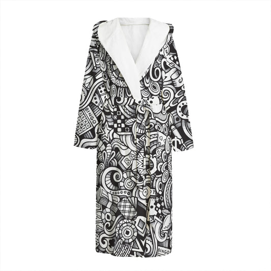 Cartoon Casino Card Pattern Print Hooded Bathrobe