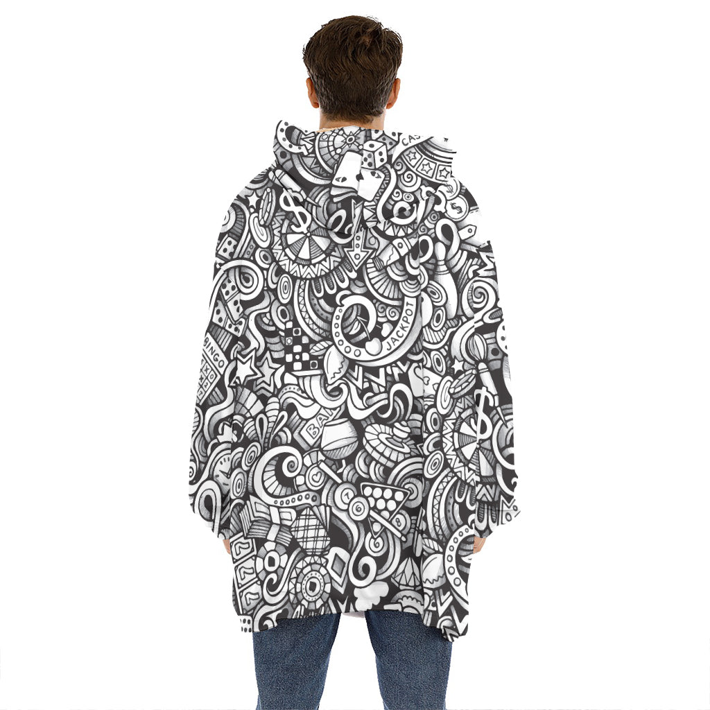 Cartoon Casino Card Pattern Print Hoodie Blanket