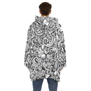 Cartoon Casino Card Pattern Print Hoodie Blanket