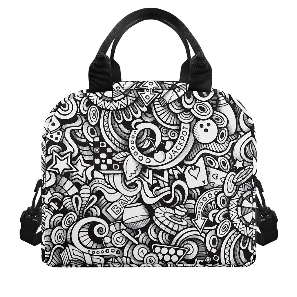 Cartoon Casino Card Pattern Print Insulated Lunch Bag