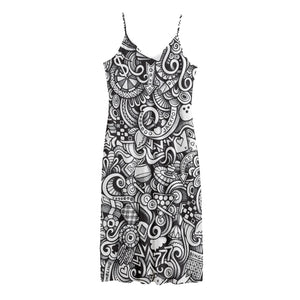 Cartoon Casino Card Pattern Print Jersey Midi Cami Dress