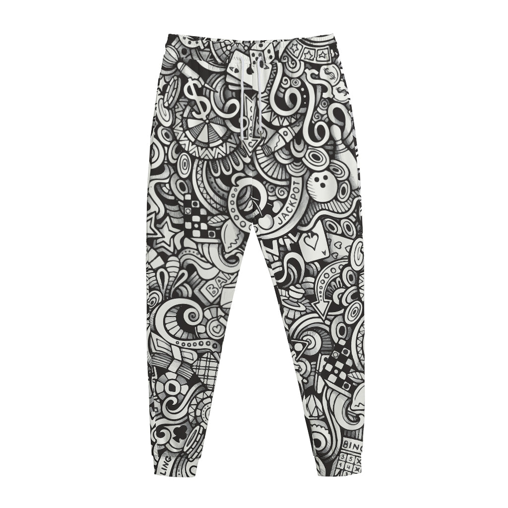 Cartoon Casino Card Pattern Print Jogger Pants