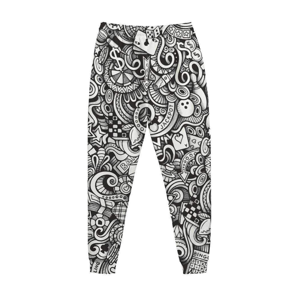 Cartoon Casino Card Pattern Print Jogger Pants