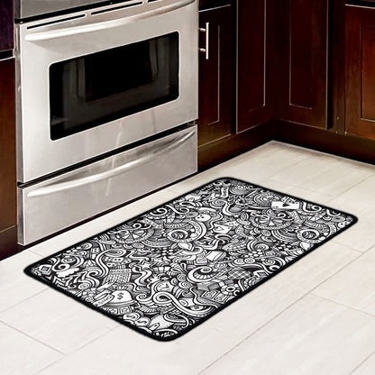 Cartoon Casino Card Pattern Print Kitchen Mat