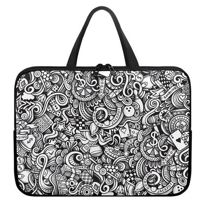 Cartoon Casino Card Pattern Print Laptop Sleeve With Handle