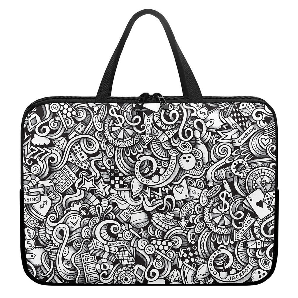 Cartoon Casino Card Pattern Print Laptop Sleeve With Handle