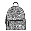 Cartoon Casino Card Pattern Print Leather Backpack