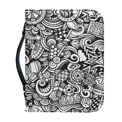 Cartoon Casino Card Pattern Print Leather Bible Cover