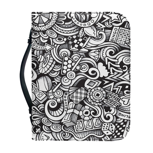 Cartoon Casino Card Pattern Print Leather Bible Cover