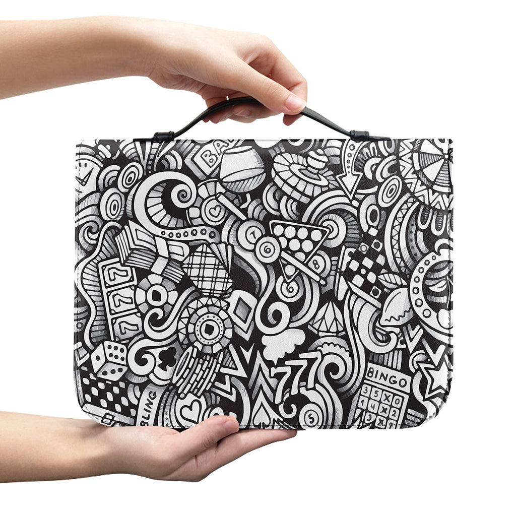 Cartoon Casino Card Pattern Print Leather Bible Cover