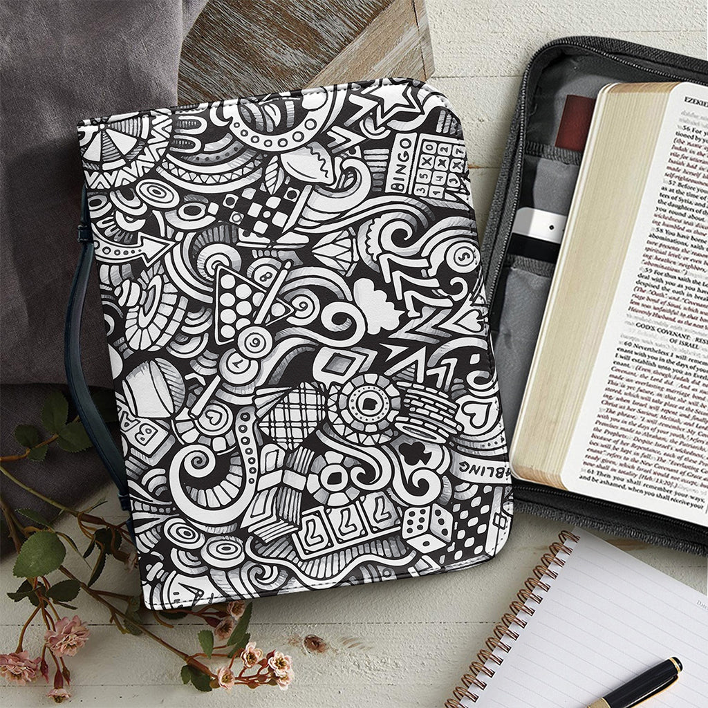 Cartoon Casino Card Pattern Print Leather Bible Cover