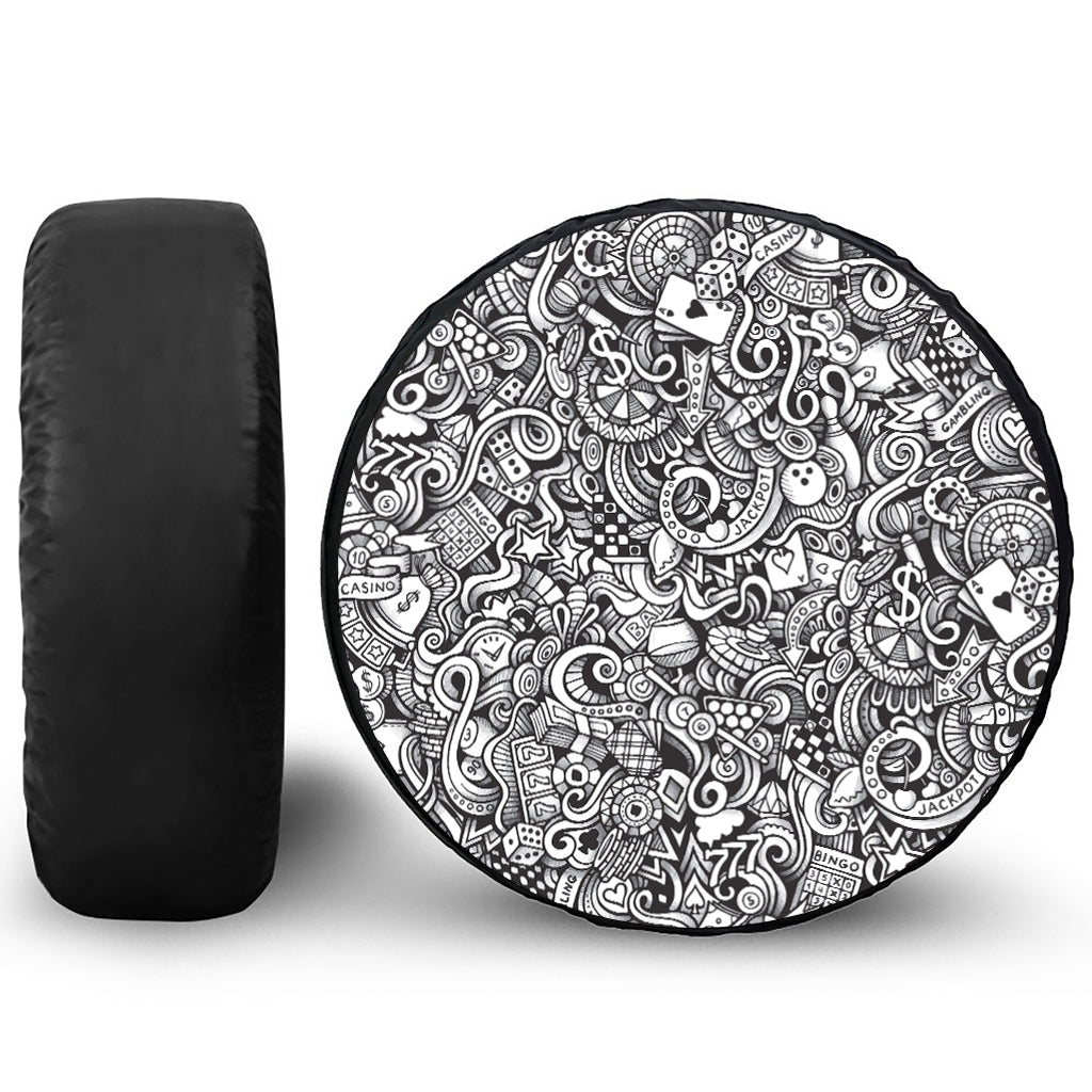 Cartoon Casino Card Pattern Print Leather Spare Tire Cover