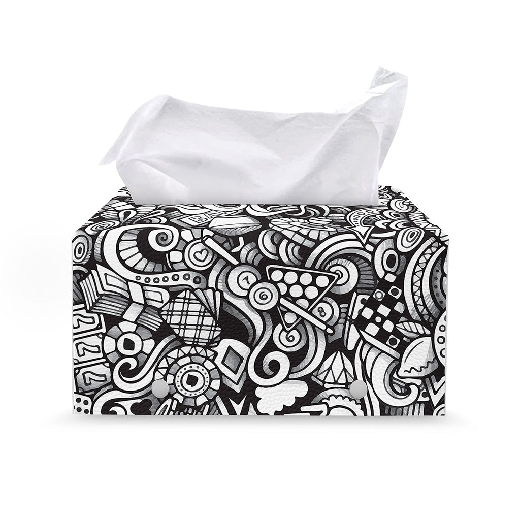 Cartoon Casino Card Pattern Print Leather Tissue Box Cover