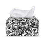 Cartoon Casino Card Pattern Print Leather Tissue Box Cover