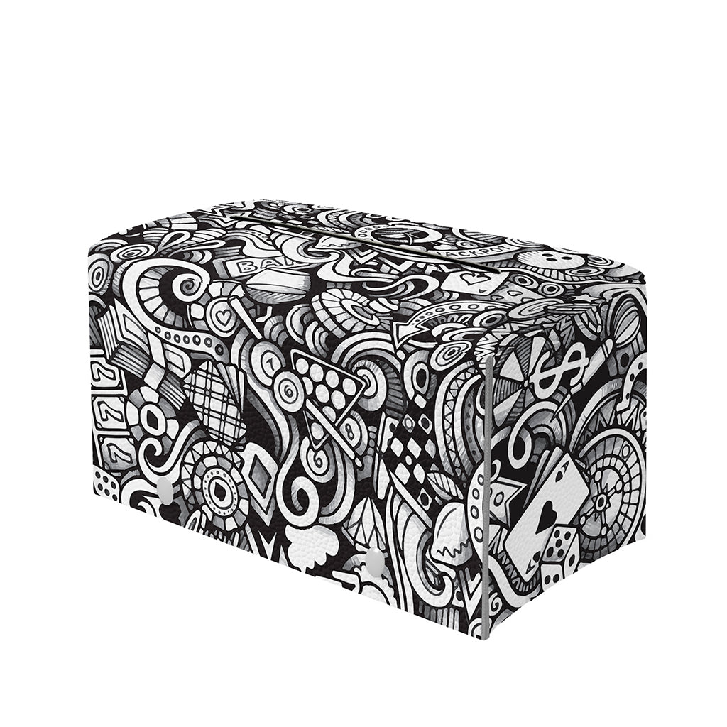 Cartoon Casino Card Pattern Print Leather Tissue Box Cover