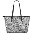 Cartoon Casino Card Pattern Print Leather Tote Bag With Zipper