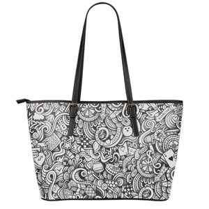 Cartoon Casino Card Pattern Print Leather Tote Bag