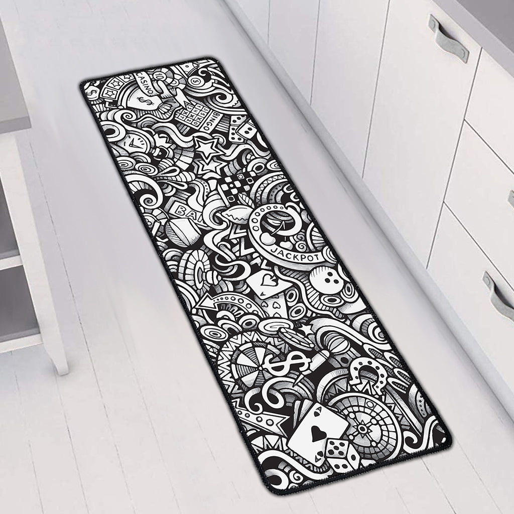 Cartoon Casino Card Pattern Print Long Kitchen Mat