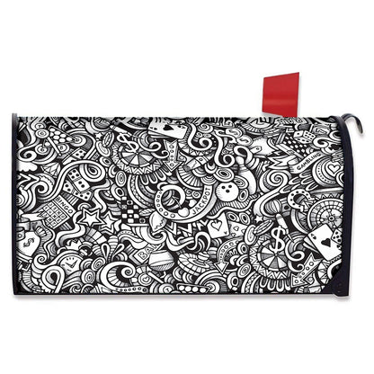 Cartoon Casino Card Pattern Print Mailbox Cover