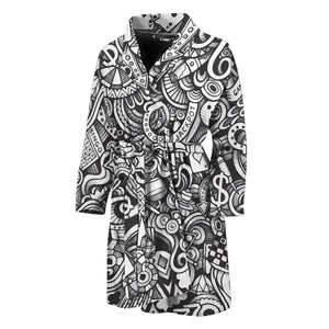 Cartoon Casino Card Pattern Print Men's Bathrobe