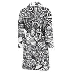 Cartoon Casino Card Pattern Print Men's Bathrobe