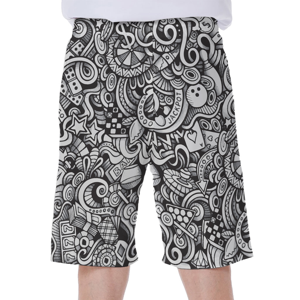 Cartoon Casino Card Pattern Print Men's Beach Shorts