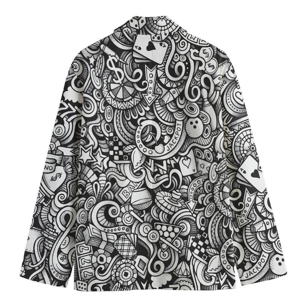 Cartoon Casino Card Pattern Print Men's Blazer