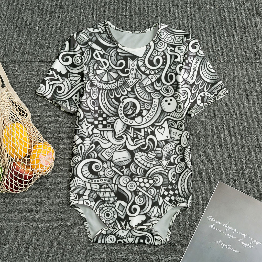Cartoon Casino Card Pattern Print Men's Bodysuit