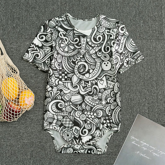Cartoon Casino Card Pattern Print Men's Bodysuit