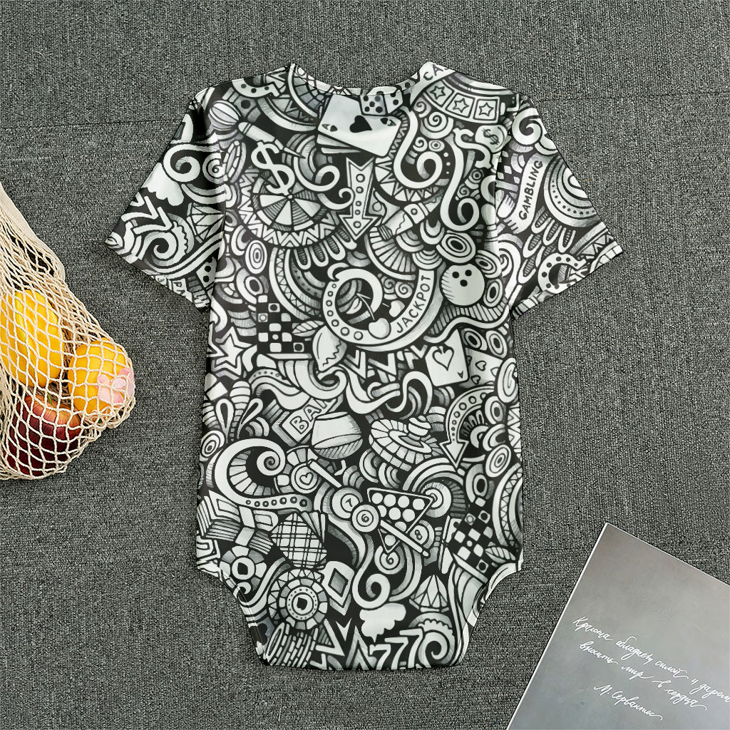 Cartoon Casino Card Pattern Print Men's Bodysuit