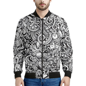 Cartoon Casino Card Pattern Print Men's Bomber Jacket