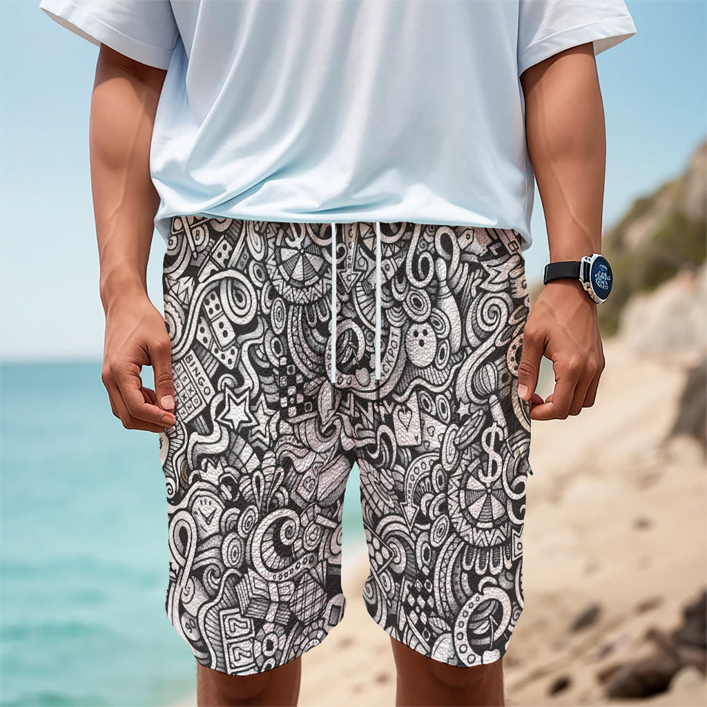 Cartoon Casino Card Pattern Print Men's Cargo Shorts