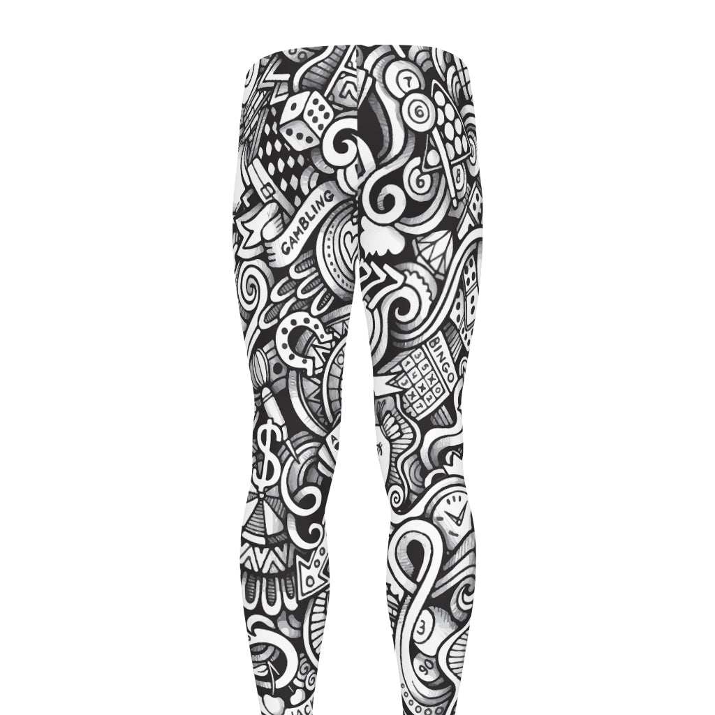 Cartoon Casino Card Pattern Print Men's leggings