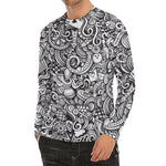 Cartoon Casino Card Pattern Print Men's Long Sleeve Rash Guard