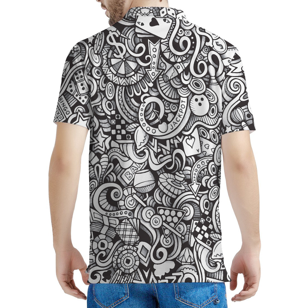 Cartoon Casino Card Pattern Print Men's Polo Shirt