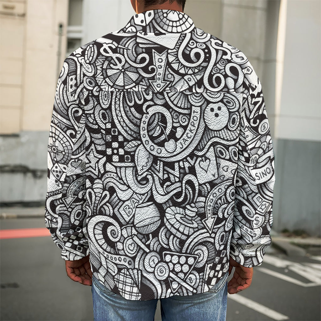 Cartoon Casino Card Pattern Print Men's Shirt Jacket