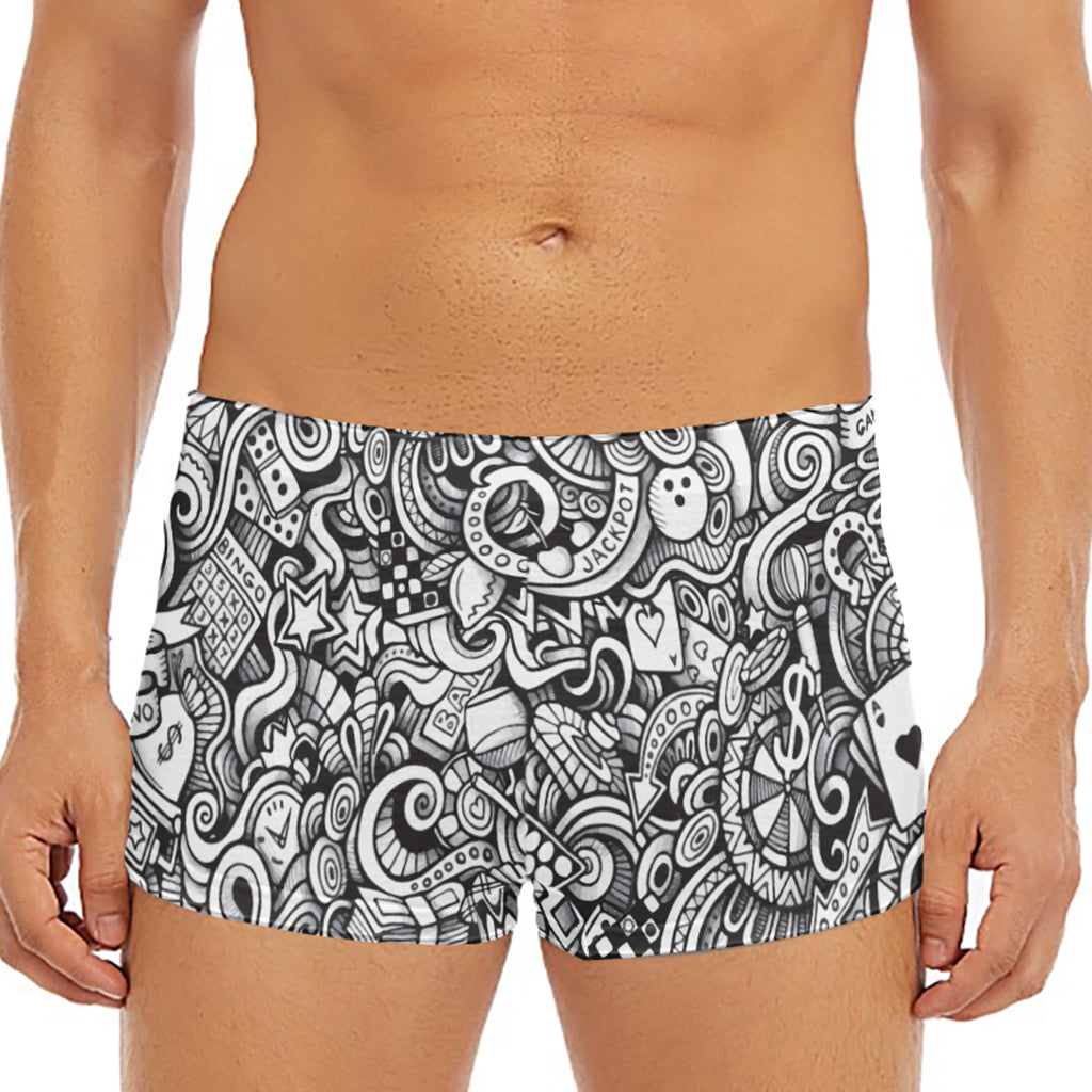 Cartoon Casino Card Pattern Print Men's Short Boxer Briefs