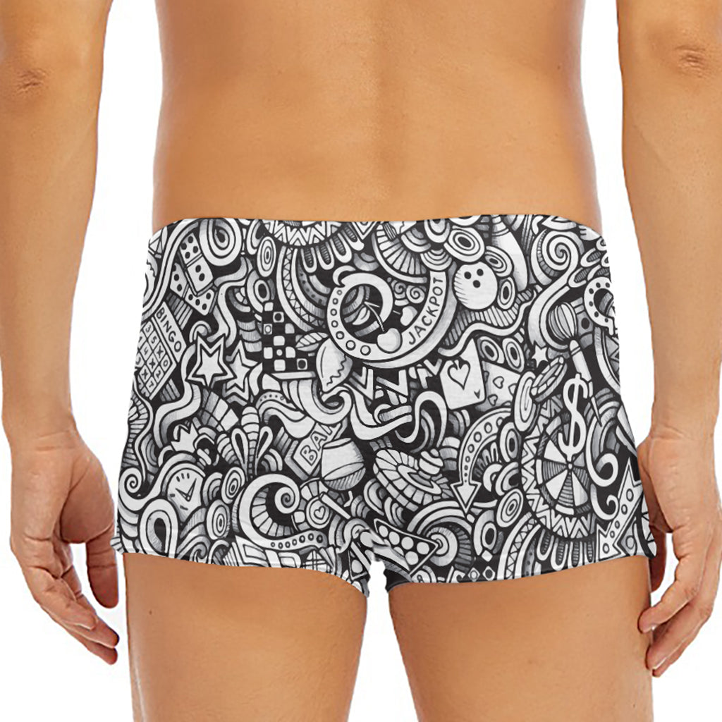 Cartoon Casino Card Pattern Print Men's Short Boxer Briefs