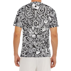 Cartoon Casino Card Pattern Print Men's Short Sleeve Rash Guard