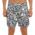 Cartoon Casino Card Pattern Print Men's Split Running Shorts