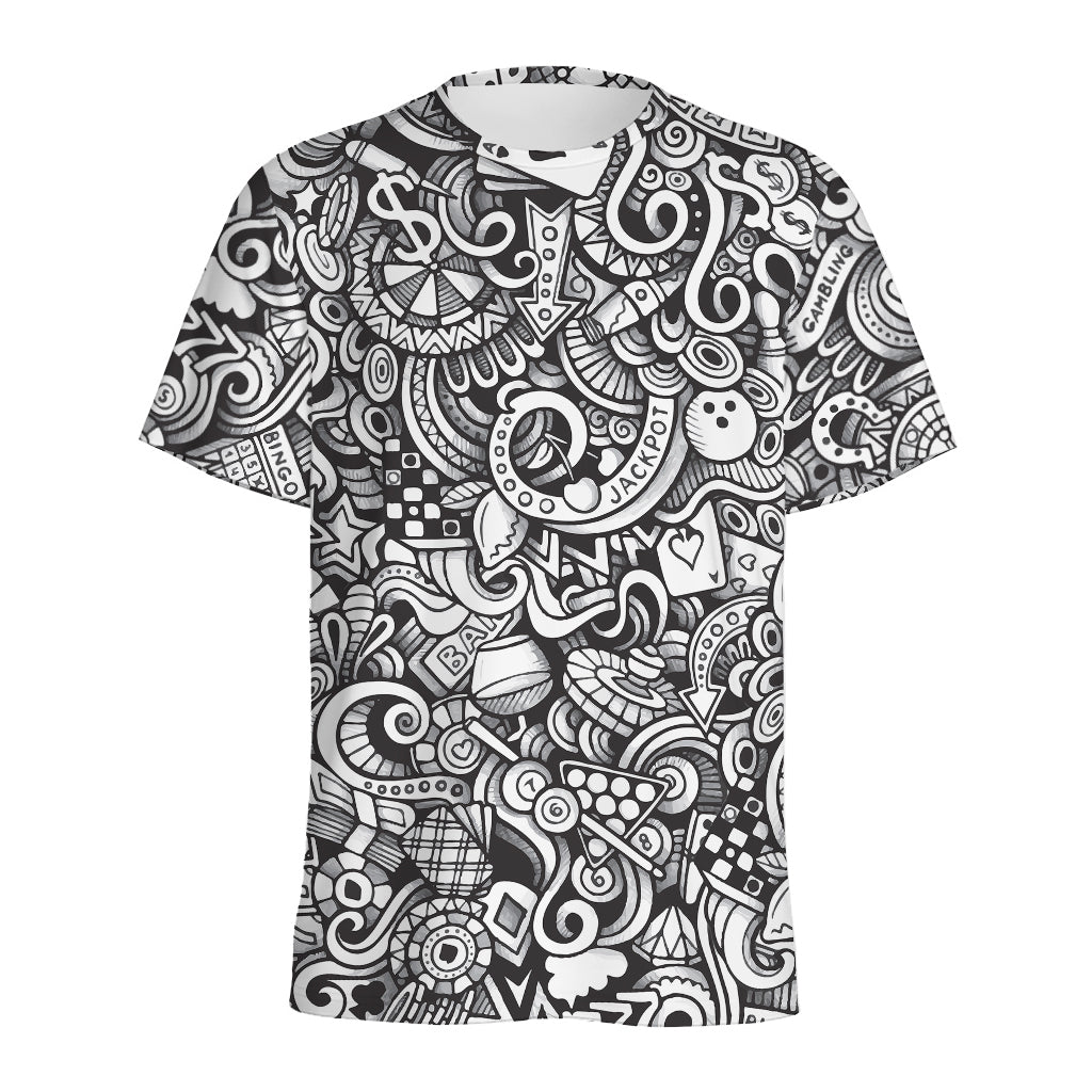 Cartoon Casino Card Pattern Print Men's Sports T-Shirt