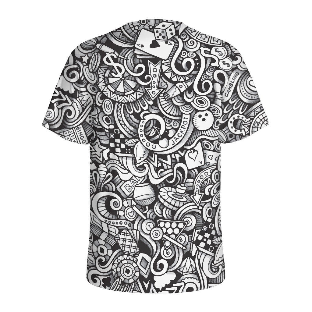 Cartoon Casino Card Pattern Print Men's Sports T-Shirt