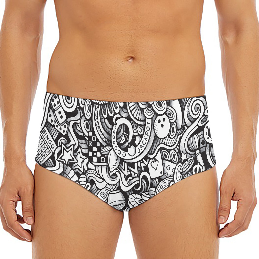 Cartoon Casino Card Pattern Print Men's Triangle Swim Briefs
