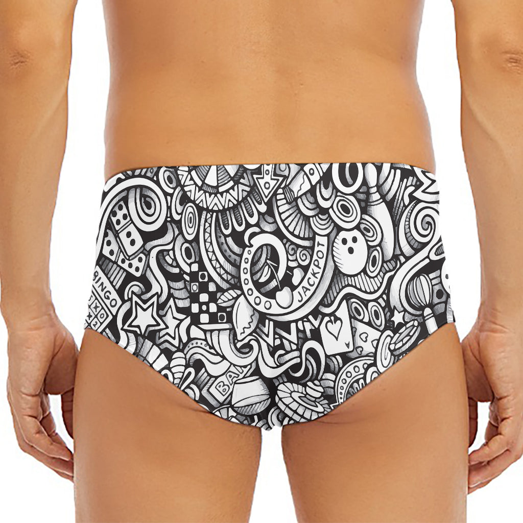 Cartoon Casino Card Pattern Print Men's Triangle Swim Briefs