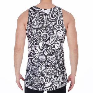 Cartoon Casino Card Pattern Print Men's Velvet Tank Top