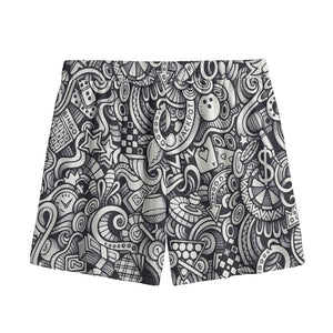 Cartoon Casino Card Pattern Print Mesh Shorts