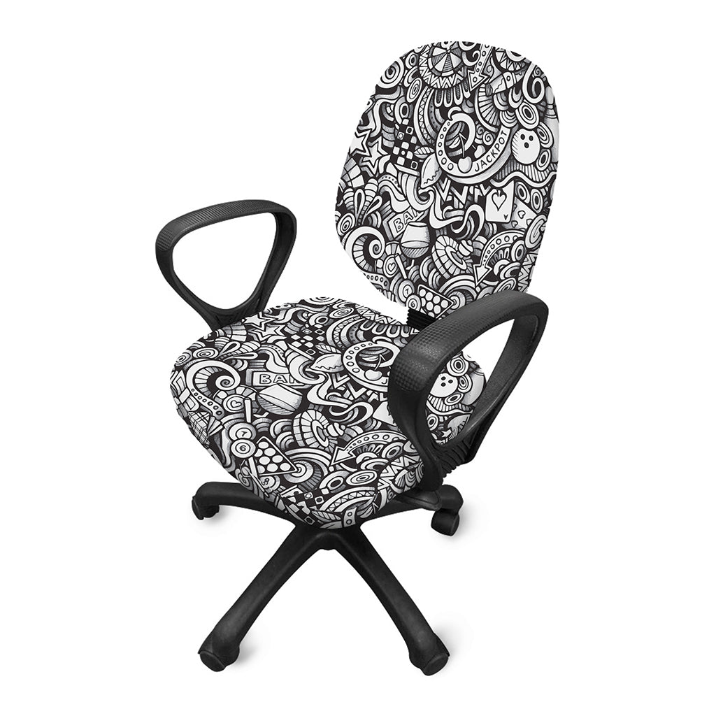 Cartoon Casino Card Pattern Print Office Chair Cover