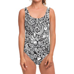 Cartoon Casino Card Pattern Print One Piece Swimsuit